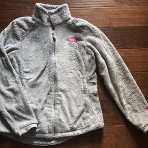 Fuzzy grey North Face jacket